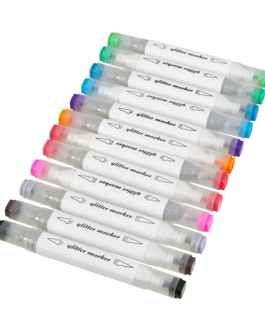 Zweispitzmarker 12er-Pack, Glitzertinte-KiK Onlineshop Outlet